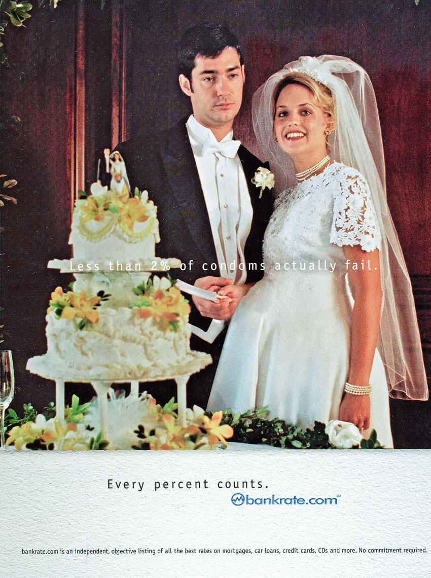 Ad for Bankrate.com, pregnant bride, agency- Crispin Porter + Bogusky USA